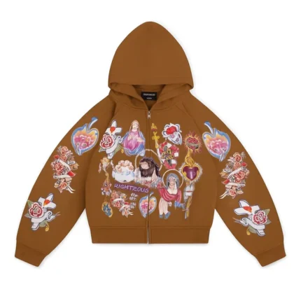 We Are Righteous Risen King Brown Zip-Up Hoodie