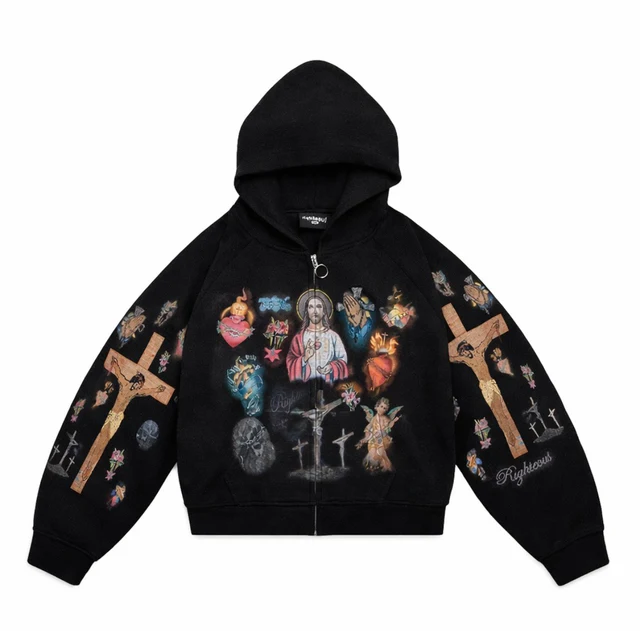 トップス We Are Righteous UltimateSacrifice setup We Are Righteous Ultimate Sacrifice Thermal Zip Up Black