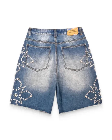 We Are Righteous Pearl Distressed Denim Shorts