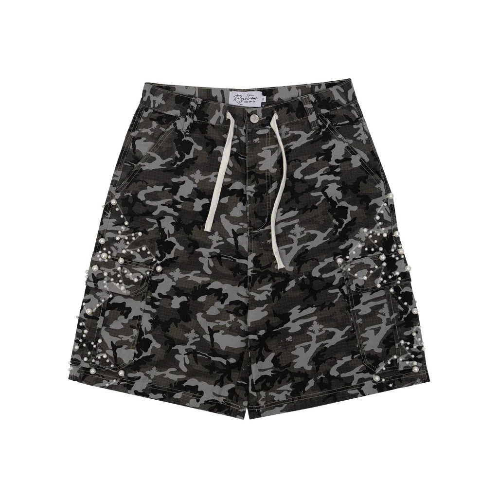 We Are Righteous Camo Pearl Cargo Shorts (Black) We Are Righteous Camo Pearl Cargo Shorts (Black)